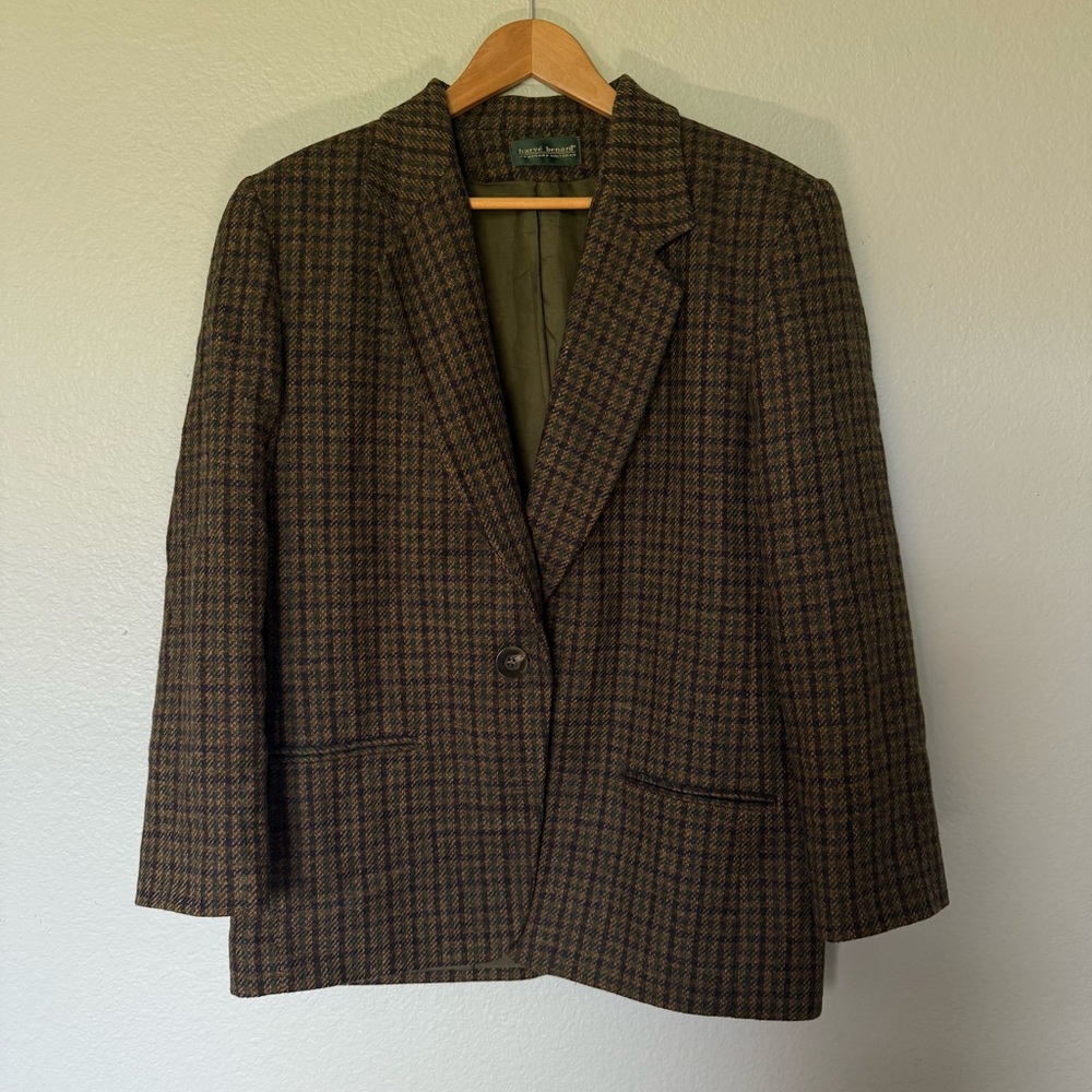 Vintage Harve Benard Brown Plaid Oversized Blazer Jacket